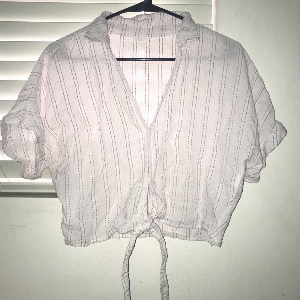 Stripped Tie Front Shirt